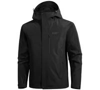 Pioneer Camp Men's 2L Waterproof Hiking Jacket with Taped Seams,Ripstop Rain Jacket,10000mm with Adjustable Hood(Black;XL)