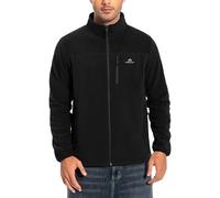 Pioneer Camp Men's Fleece Jacket Full Zip Outdoor Polar Lightweight Windproof Jacket with Zip Fastener, black, L