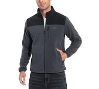 Pioneer Camp Men's Fleece Jackets Full Zip,Lightweight Soft Fleece Jacket with Stand Collar,Zip Pockets(Black Blended Grey;M)