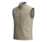 Pioneer Camp Mens Softshell Gilet Activewear Vests with lining,Quick-Dry,Breathable,Outerwear Zipped Pockets Sleeveless Softshell Jacket for Hiking,Cycling,Running,Daily Training (Khaki; L)