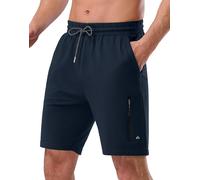 Pioneer Camp Men's Sports Shorts Short Cotton Short Jogging Bottoms Men's Summer Casual Sweat Shorts Elastic Waist with Zip 7 Inch Sports Shorts, A-navy blue, L