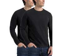 Pioneer Camp Mens T Shirts Cotton Casual Crew Neck Short/Long Sleeve Basic Heavyweight Soft Plain Tees Classic Fit Tshirts, 2-pack Essential Cotton - Black, XL
