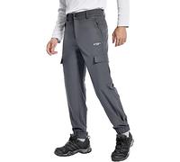 Pioneer Camp Mens Waterproof Trousers Hiking Walking Outdoor Stretch Pants with Multiple Pockets Grey XL