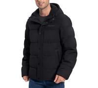 Pioneer Camp Mens Winter Coat Warm Winter Puffer Jacket Waterproof Thicken Insulated Windproof Hooded Down Quilted Coat, Black-1, XL