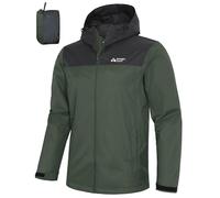 Pioneer Camp Packable Waterproof Jacket Men - Hooded Rainproof Windbreaker - Ultra-Light for Cycling, Camping & Outdoor;Army Green;XL