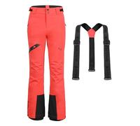 Pioneer Camp Ski Pants Womens Waterproof Ladies Skiing Trousers Thermal Windproof Snow Bibs Overalls Warm Fleece Lined Salopettes Winter Snowboard Trousers with Detachable Braces（Coral Pink;S