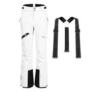 Pioneer Camp Ski Trousers Womens Waterproof Ladies Skiing Pants Thermal Windproof Snow Salopettes Winter Softshell Outdoor Snowboard Trousers with Detachable Braces White XXL