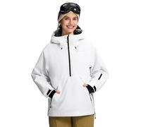 Pioneer Camp Snowboard Jacket Women's Waterproof Windproof Breathable Warm Winter Jacket with Hood and Removable Snow Guard - Baggy Functional Dope Ski Jacket for Ski Snowboard, White, M