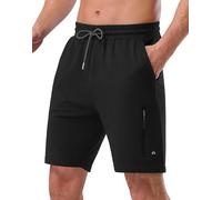 Pioneer Camp Sports Trousers Short Men's Jogging Bottoms Short Cotton with Zip Pocket Men's Short Trousers Summer Casual Sweat Shorts Leisure Shorts 7 Inch, A-Black, L