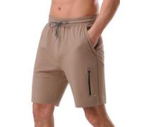 Pioneer Camp Sports Trousers Short Men's Jogging Bottoms Short Cotton with Zip Pocket Men's Short Trousers Summer Casual Sweat Shorts Leisure Shorts 7 Inch, A-khaki, M