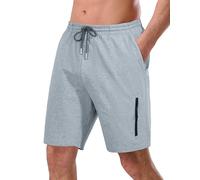 Pioneer Camp Sports Trousers Short Men's Jogging Bottoms Short Cotton with Zip Pocket Men's Short Trousers Summer Casual Sweat Shorts Leisure Shorts 7 Inch, A-grey mottled, M