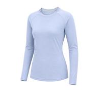 Pioneer Camp Thermal Long Sleeve Women Running Shirts, Moisture Wicking Functional Quick-Drying Crew Neck with Thumb Holes Blouse Tops for Hiking，Running，Outdoor, Blue, S
