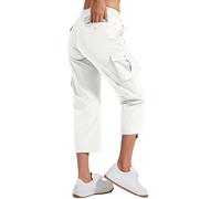 Pioneer Camp Women's Cargo Capris Hiking Trousers Lightweight Quick Dry Outdoor Camping Stretch Summer Pants for Women Casual (White;XL)
