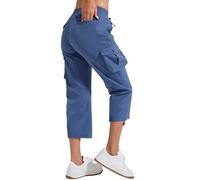 Pioneer Camp Women's Cargo Capris Hiking Trousers Lightweight Quick Dry Outdoor Camping Stretch Summer Pants for Women Casual (Gray Blue;S)