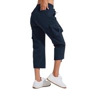 Pioneer Camp Women's Cargo Capris Hiking Trousers Lightweight Quick Dry Outdoor Camping Stretch Summer Pants for Women Casual (Navy;XL)