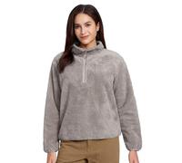 Pioneer Camp Women's Fleece Jacket Quarter Zip Stand Collar | High-Pile Double-Faced Casual Outdoor Lounge Fleece Jacket(Grey;M)