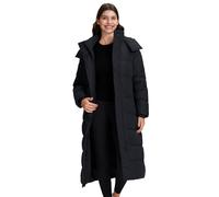 Pioneer Camp Women's Long Warm Down Jacket, Wind and Waterproof Quilted Coat, Women's Winter Jacket with Detachable Hood, Puffer Jacket with Pockets, Down Coat for Cold Winter, black, S