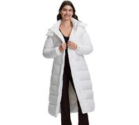 Pioneer Camp Women's Long Warm Down Jacket, Wind and Waterproof Quilted Coat, Women's Winter Jacket with Detachable Hood, Puffer Jacket with Pockets, Down Coat for Cold Winter, White, M