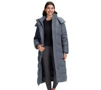 Pioneer Camp Women's Long Warm Down Jacket, Wind and Waterproof Quilted Coat, Women's Winter Jacket with Removable Hood, Puffer Jacket with Pockets, Down Coat for Cold Winter, gray, S