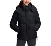 Pioneer Camp Women's Winter Jacket,Windproof & Water-Repellent Jacket with Removable Hood;Black;L