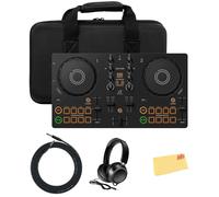 Pioneer DJ AlphaTheta DDJ-FLX2 Compact 2-Channel DJ Controller Bundle with Case, Instrument Cable, Headphones, and Austin Bazaar Polishing Cloth
