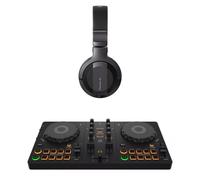 PIONEER DJ DDJ-FLX2 Smart Controller (Black) & HDJ-CUE1 Headphones (Dark Grey) Bundle