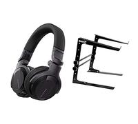 Pioneer DJ HDJ-CUE1, DJ Headphones & RockJam RJLP1 Adjustable Desk Mounted Desktop Laptop Stand Laptop Riser and DJ Controller Stand
