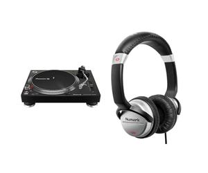 Pioneer DJ PLX-500-K Direct Drive DJ Turntable, Black & Numark HF125 - Ultra-Portable Professional DJ Headphones