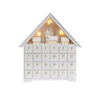 Pioneer Effort Christmas White Wooden Advent Calendar House with 24 Drawers and Led Lights Reusable Countdown Advent Calendars with Village/Forrest Scene to Christmas Decoration 16x18x2.7Inch