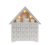 Pioneer Effort Christmas White Wooden Advent Calendar House with 24 Drawers and Led Lights Reusable Countdown Advent Calendars with Village/Forrest Scene to Christmas Decoration 16x18x2.7Inch