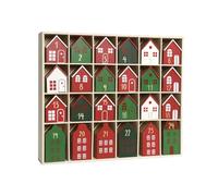 PIONEER-EFFORT Christmas Wooden Advent Calendar With 24PCS Calendar Houses To Fill Small Gifts Christmas Tabletop Decoration