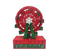 Pioneer-Effort Christmas Wooden Ferris wheel Advent Calendar with Drawers and LED Lights to Fill Candy and Small Surprise for Adults and Kids