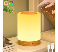 PIONEER GOODS PG Touch Sensor Bedside Table Lamp UK - Small 7in1 RGB Colour Changing LED Night Light with Remote, Dimmable Warm White, USB Rechargeable Desk Lamp for Bedroom, Living Room & Office