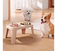 Pioneer Goods Premium Elevated Dog Feeding Stand - Stainless Steel Double Raised Bowls, Foldable Pet Feeder for Medium & Large Dogs - Silver/Gold (Small)