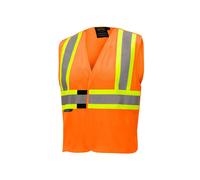 Pioneer High Visibility Flame Resistant Vest with 3 Snap Button Front Polyester Mesh Reflective Tape Orange Unisex 2/3XL V2510850U-2/3XL