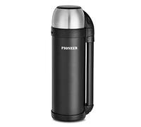 Pioneer Insulated Vacuum Flask For Hot Drinks 1800ml/ 1.8 Litre Travel Flask, 18/10 Stainless Steel - Keeps Drinks Hot For 8 Hours - Black