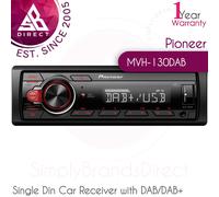 Pioneer MVH-130DAB Car Radio Media Receiver with DAB+│USB│AUX│Red illumination