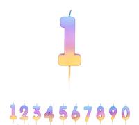 Pioneer Party 1 Number Candle, Age 1 Candle, 1st First Birthday Candle, 15825, Rainbow Ombre