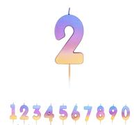 Pioneer Party 2 Number Candle, Age 2 Candle, 2nd Second Birthday Candle, 15830, Rainbow Ombre