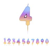 Pioneer Party 4 Number Candle, Age 4 Candle, 4th Fourth Birthday Candle, 15837, Rainbow Ombre