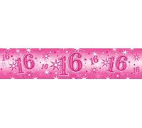 Pioneer Party 45557 Party, Pink, 16th Sparkle Banner