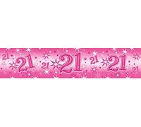 Pioneer Party 45560 Party Banner, Pink, 21st Birthday
