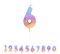 Pioneer Party 6 Number Candle, Age 6 Candle, 6th Sixth Birthday Candle, 15840, Rainbow Ombre