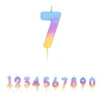 Pioneer Party 7 Number Candle, Age 7 Candle, 7th Seventh Birthday Candle, 15842, Rainbow Ombre