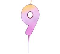 Pioneer Party Candle, Age Nine Cake Candle,9, Ninth Birthday Candles, 15896, Rose Gold Ombre