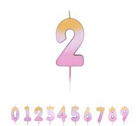 Pioneer Party Candle, Age Two Cake Candle, 2nd Second Birthday Candles, 15852, Rose Gold Ombre