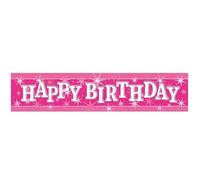 Pioneer Party Pink Foil, Happy Birthday Banner