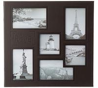 Pioneer Photo Albums EZ Load Memory Album - 12 x 12-20 Top Loading Pages - Embossed Sewn Leatherette Collage Frame - Travel - Brown,