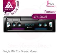 Pioneer SPH-20DAB Next generation 1-DIN receiver with DAB/DAB+ Digital Radio, Bluetooth, USB and Spotify. Connects to iPhone & Android devices.