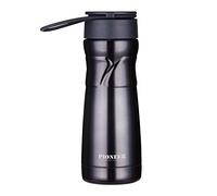 Pioneer STD450S Vacuum Insulated Stainless Steel Double Walled Drink Pod Flask with Rubber Handle and Strainer Hot and Cold for up to 8 Hours 100% Leak Proof 0.45 L - Slate